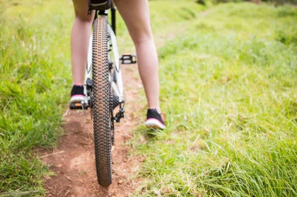 A woman on a bicycle