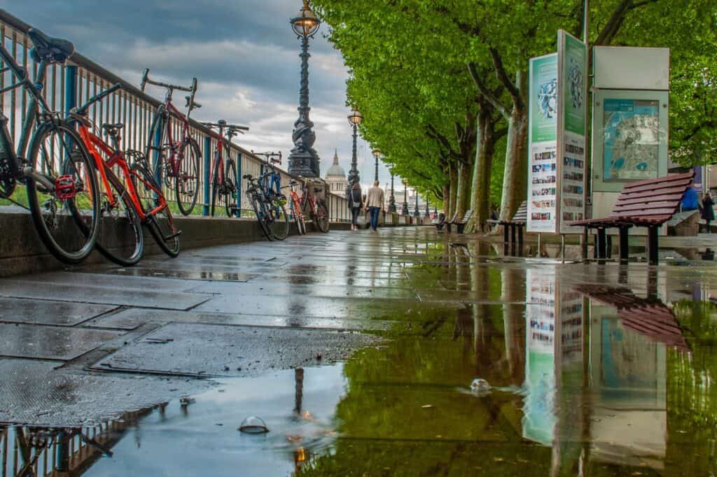 Thames riverbank after the rain